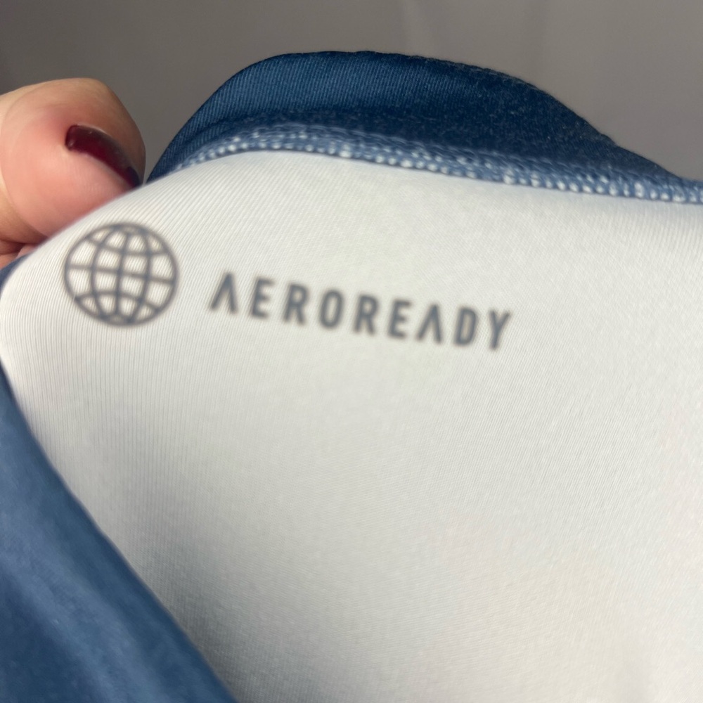 Adidas Kids Teal Blue Ombre AeroReady Performance Leggings Sz 10/12 - Picture 4 of 4